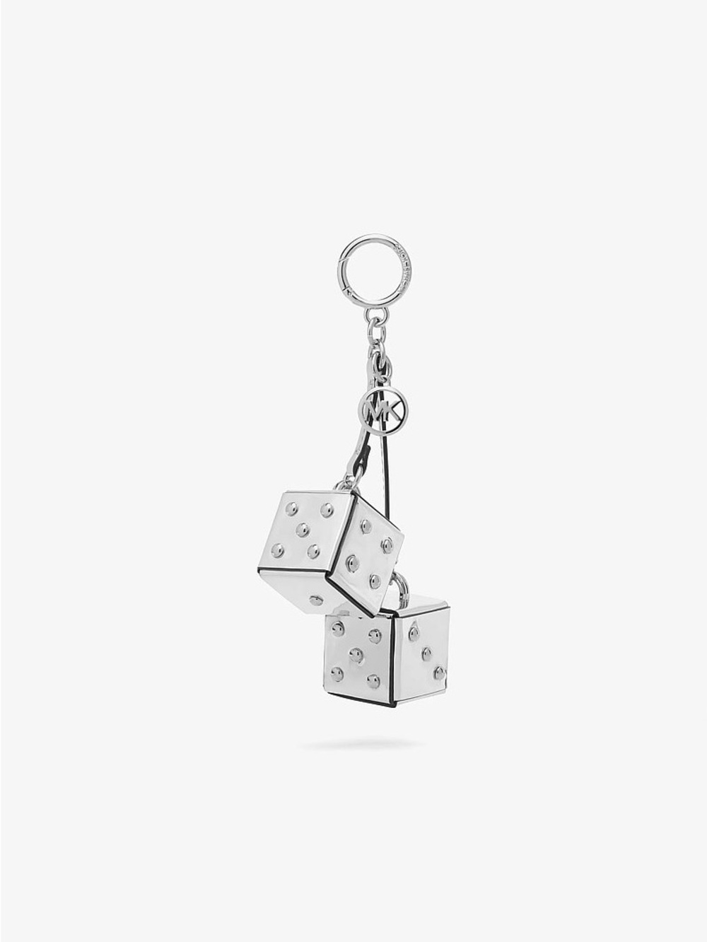 Michael Kors Silver Dice Keyring Charm with Logo Disk